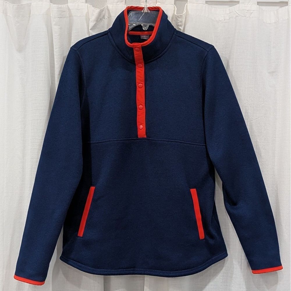 St. John's Bay Long Sleeve Fleece Quarter Snap Pullover Sweatshirt Women's Large